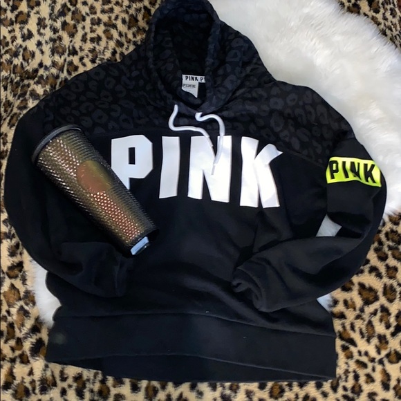 PINK Victoria's Secret Sweaters - Pink leopard black cowl neck sweater